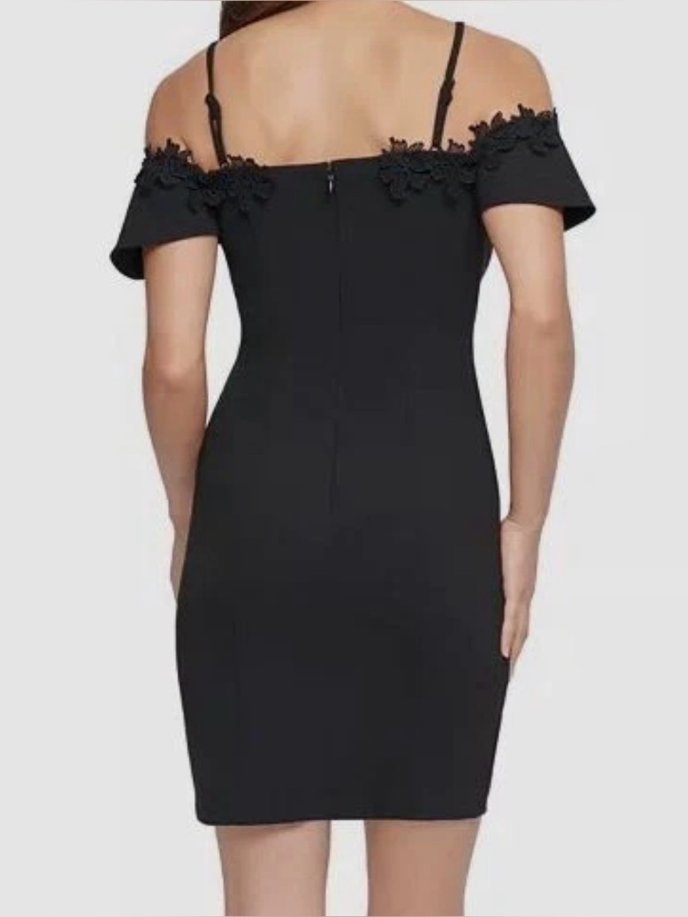 NEW KENSIE SCUBA SIZE 2 Women's Off The Shoulder Shift W/Lace Trim dress nwt